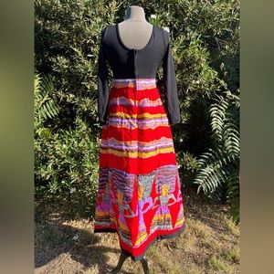 Vintage 1960’s Duchess Jr Loungewear quilted maxi dress with Egyptian motif